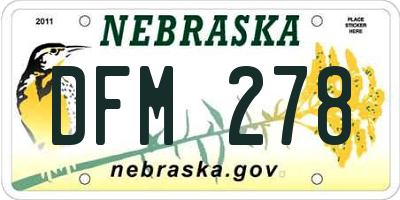 NE license plate DFM278