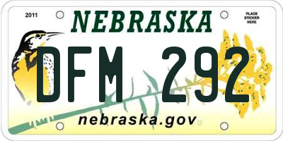 NE license plate DFM292