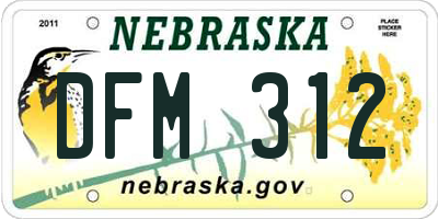 NE license plate DFM312