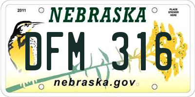 NE license plate DFM316