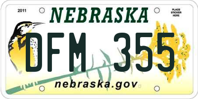 NE license plate DFM355