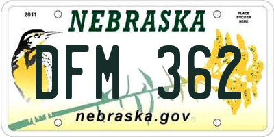 NE license plate DFM362