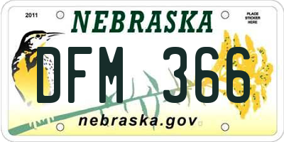 NE license plate DFM366