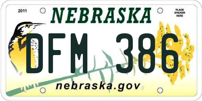 NE license plate DFM386