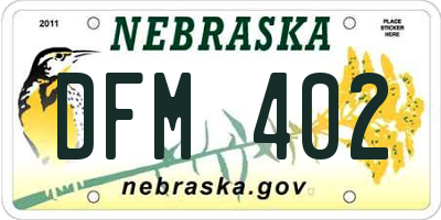 NE license plate DFM402