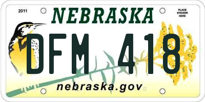 NE license plate DFM418