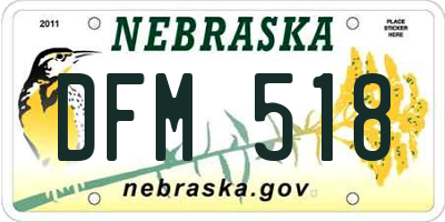NE license plate DFM518