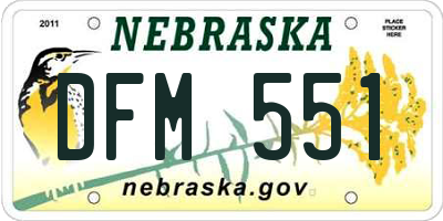 NE license plate DFM551
