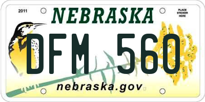 NE license plate DFM560