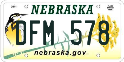 NE license plate DFM578