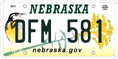 NE license plate DFM581