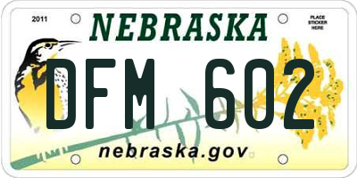 NE license plate DFM602