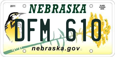 NE license plate DFM610
