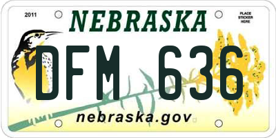 NE license plate DFM636