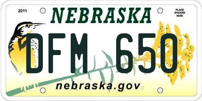 NE license plate DFM650