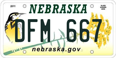 NE license plate DFM667