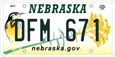 NE license plate DFM671