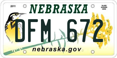 NE license plate DFM672
