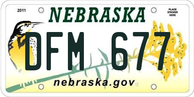 NE license plate DFM677