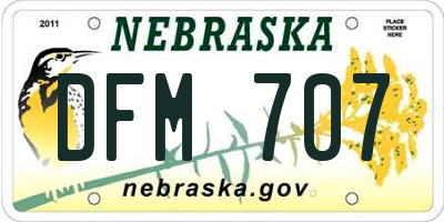 NE license plate DFM707