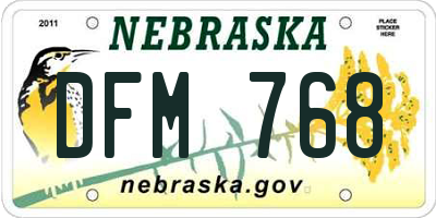 NE license plate DFM768