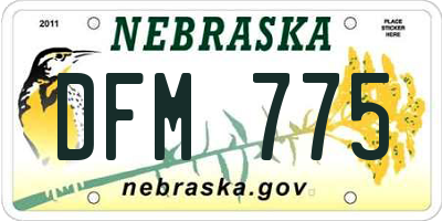 NE license plate DFM775