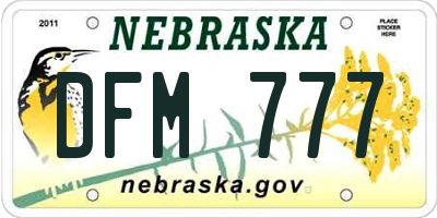 NE license plate DFM777
