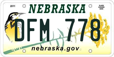 NE license plate DFM778