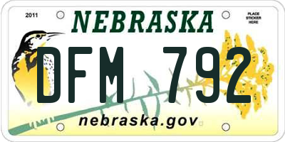 NE license plate DFM792