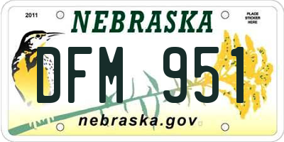 NE license plate DFM951