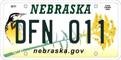 NE license plate DFN011