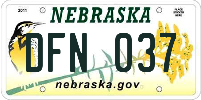 NE license plate DFN037