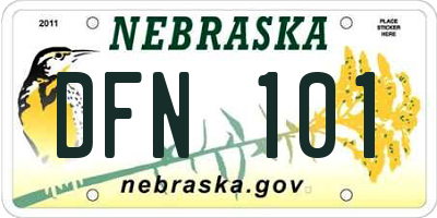 NE license plate DFN101