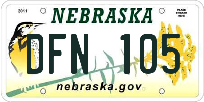 NE license plate DFN105