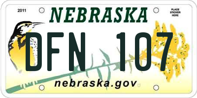 NE license plate DFN107