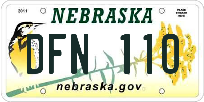 NE license plate DFN110