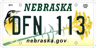 NE license plate DFN113
