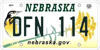 NE license plate DFN114