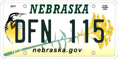 NE license plate DFN115
