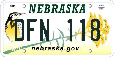 NE license plate DFN118