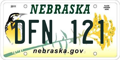 NE license plate DFN121