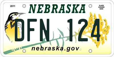 NE license plate DFN124