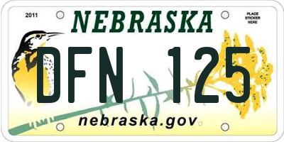 NE license plate DFN125