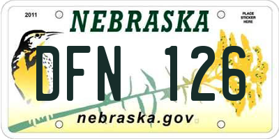 NE license plate DFN126