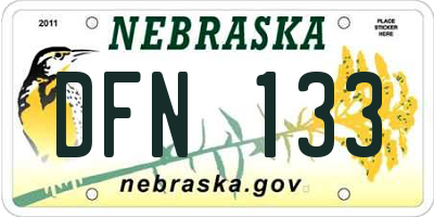 NE license plate DFN133