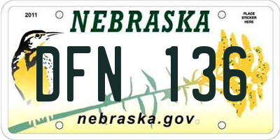 NE license plate DFN136