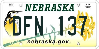 NE license plate DFN137
