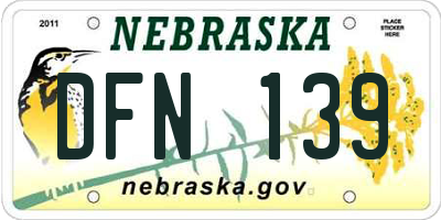 NE license plate DFN139