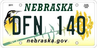 NE license plate DFN140