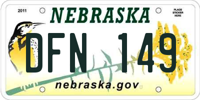 NE license plate DFN149